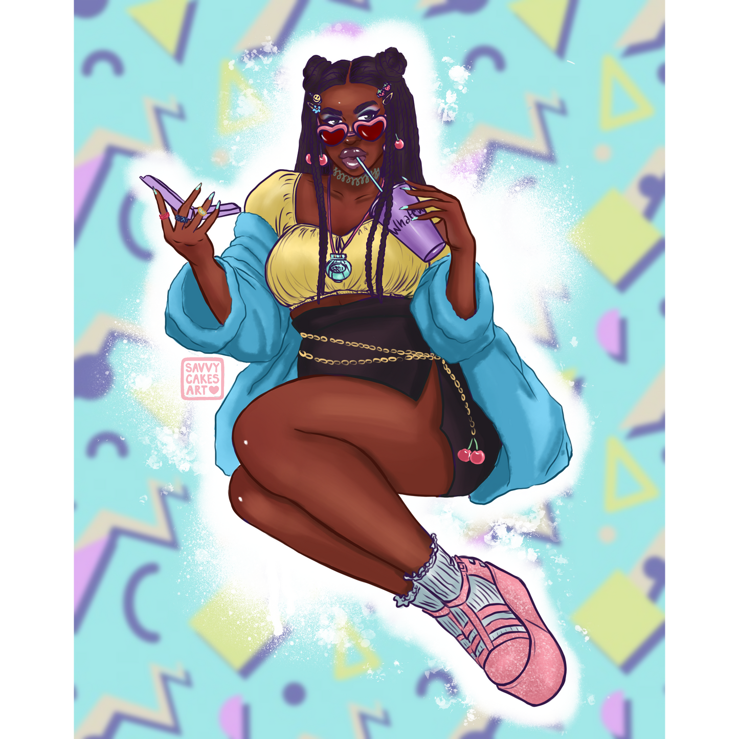 90s Pin-Up Art Print - 8x10" and 5x7"