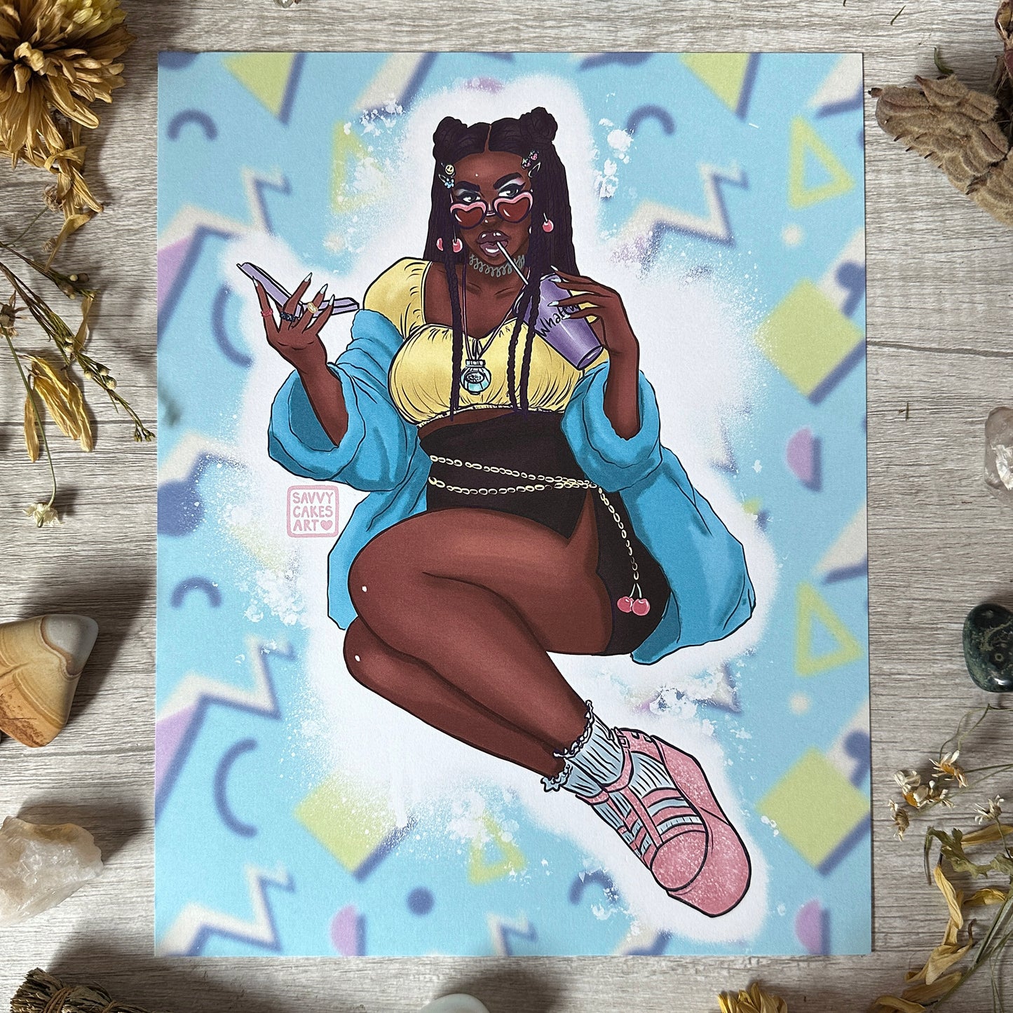 90s Pin-Up Art Print - 8x10" and 5x7"