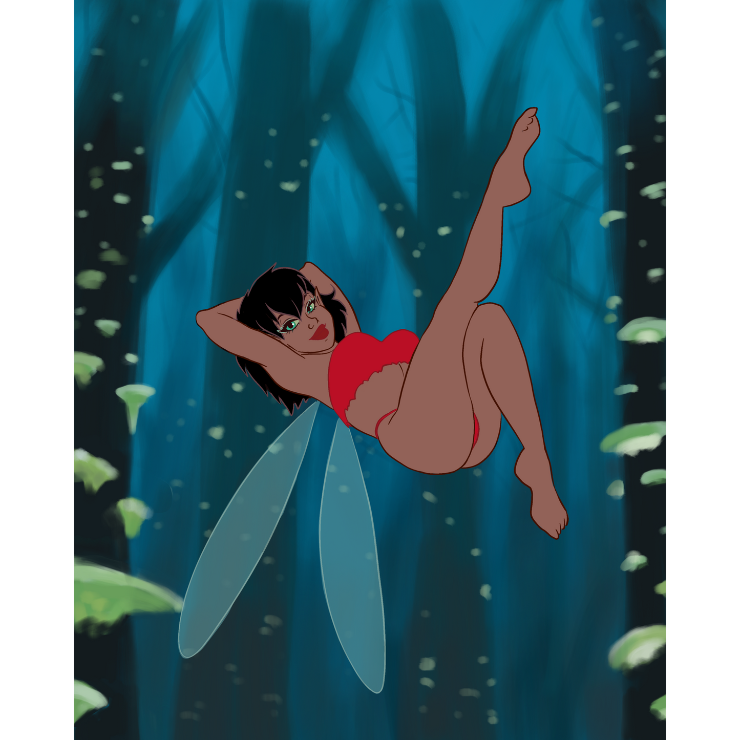 Crysta Fern Gully Pin-up Art Print - 8x10" and 5x7"