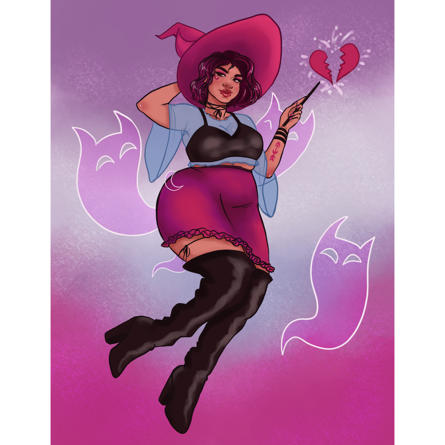 Heartbreaker Pin-Up Witch Art Print - 8x10" and 5x7"