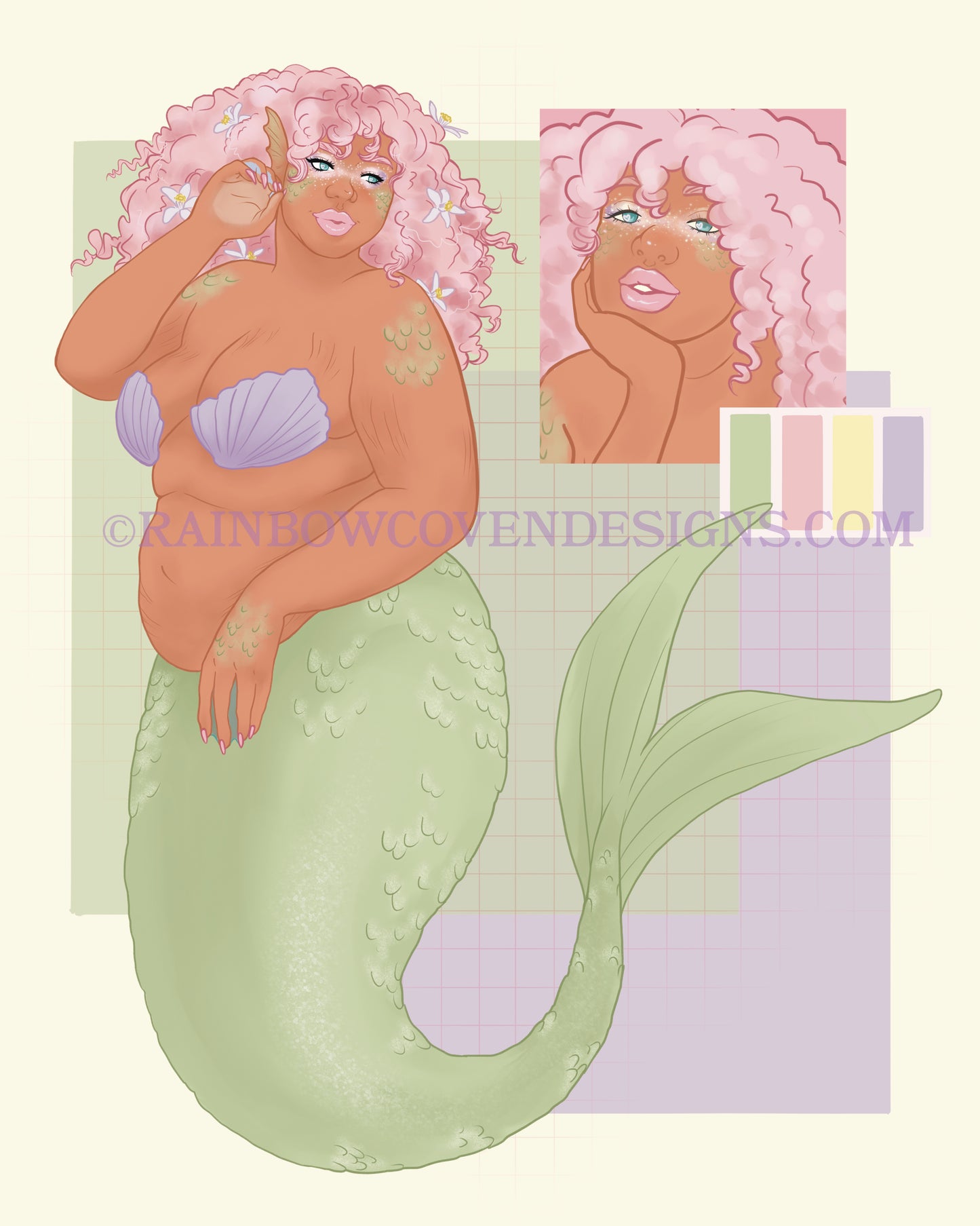Spring Mermaid Print - 8"x10" and 5"x7"