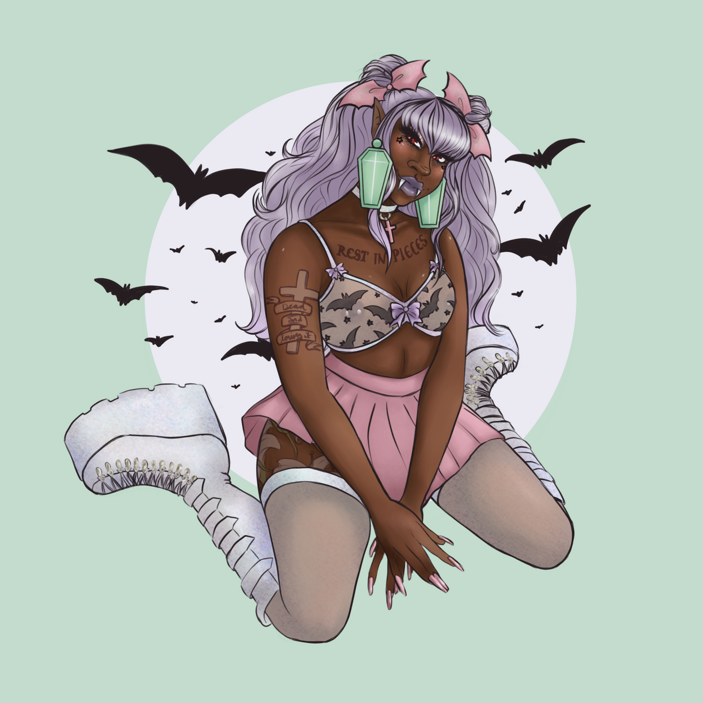 Vampire Pin-Up Art Print - 8"x8"