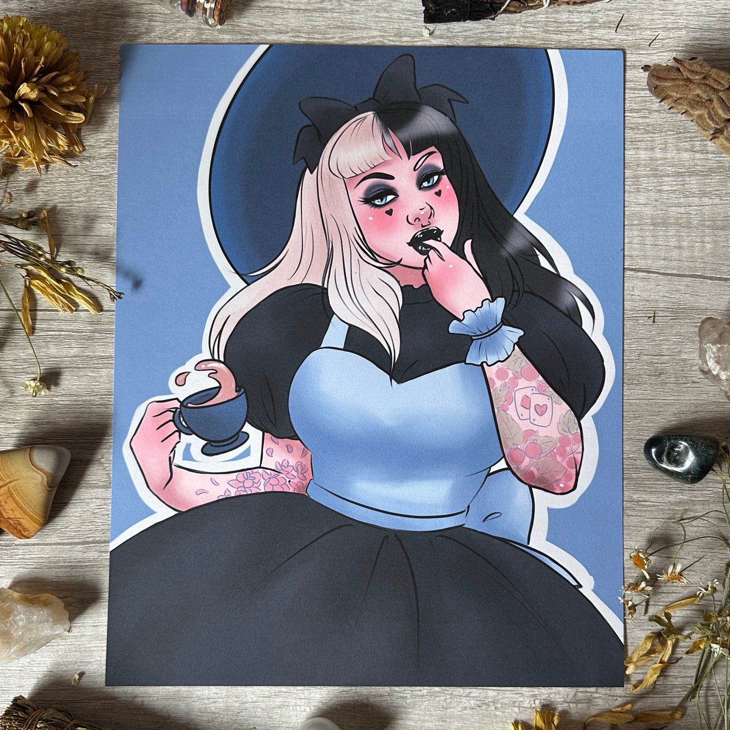 Goth Alice Pin-up Witch Art Print - 8x10" and 5x7"