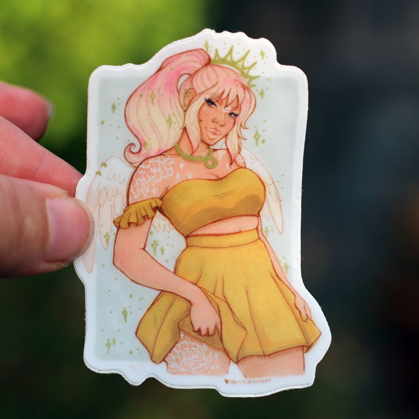 angel babe pinup vinyl sticker