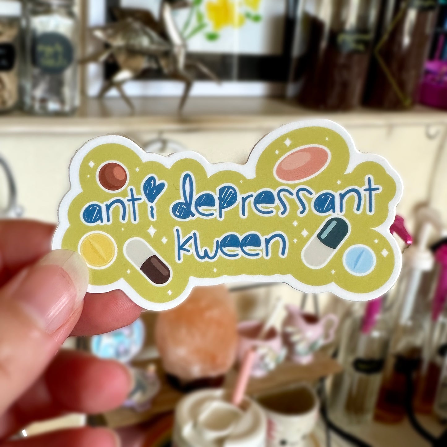 anti-depressant kween vinyl sticker
