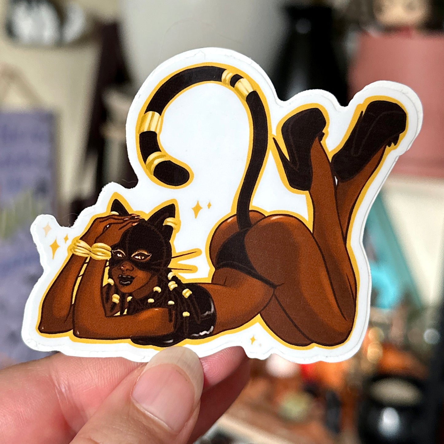 black cat pinup vinyl sticker