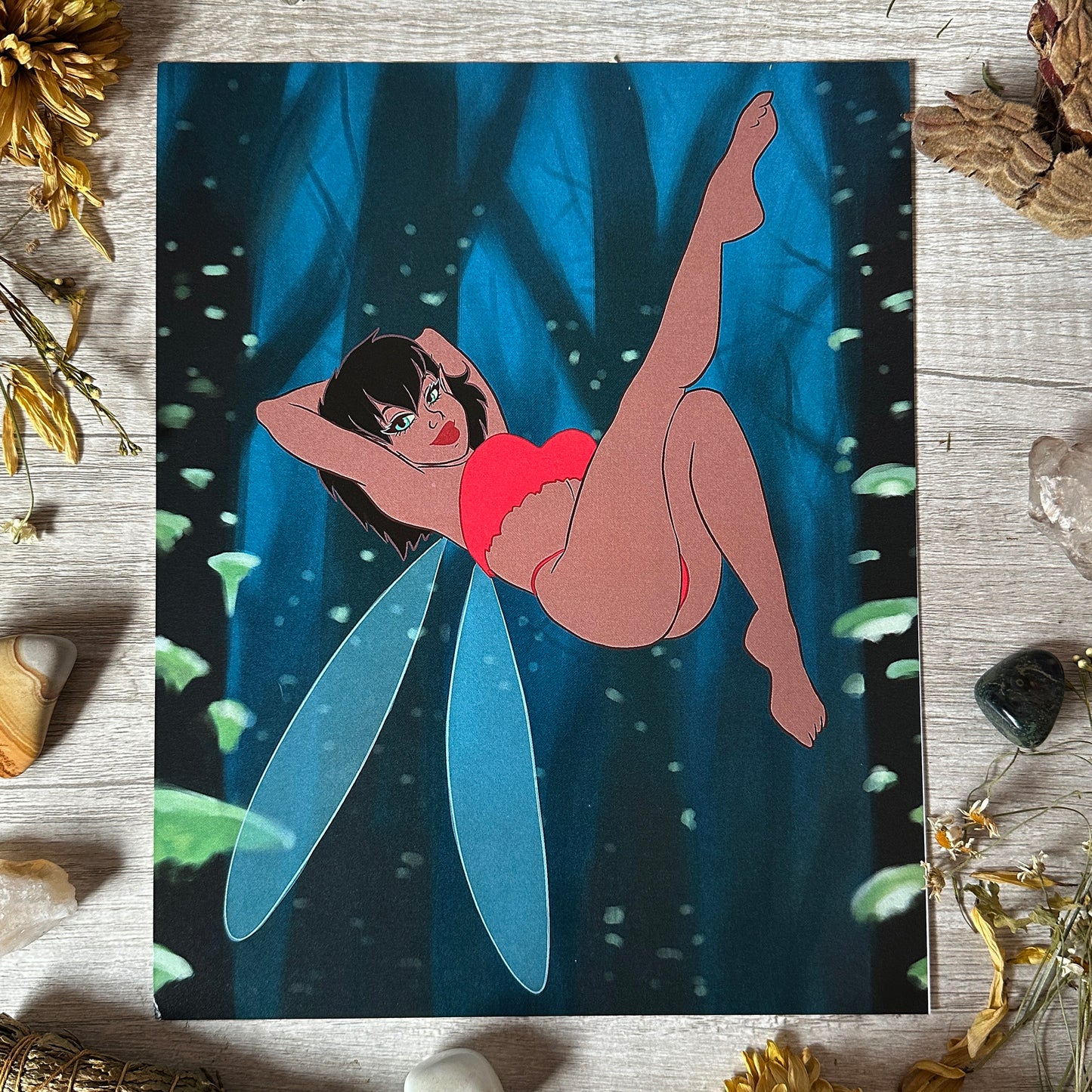 Crysta Fern Gully Pin-up Art Print - 8x10" and 5x7"