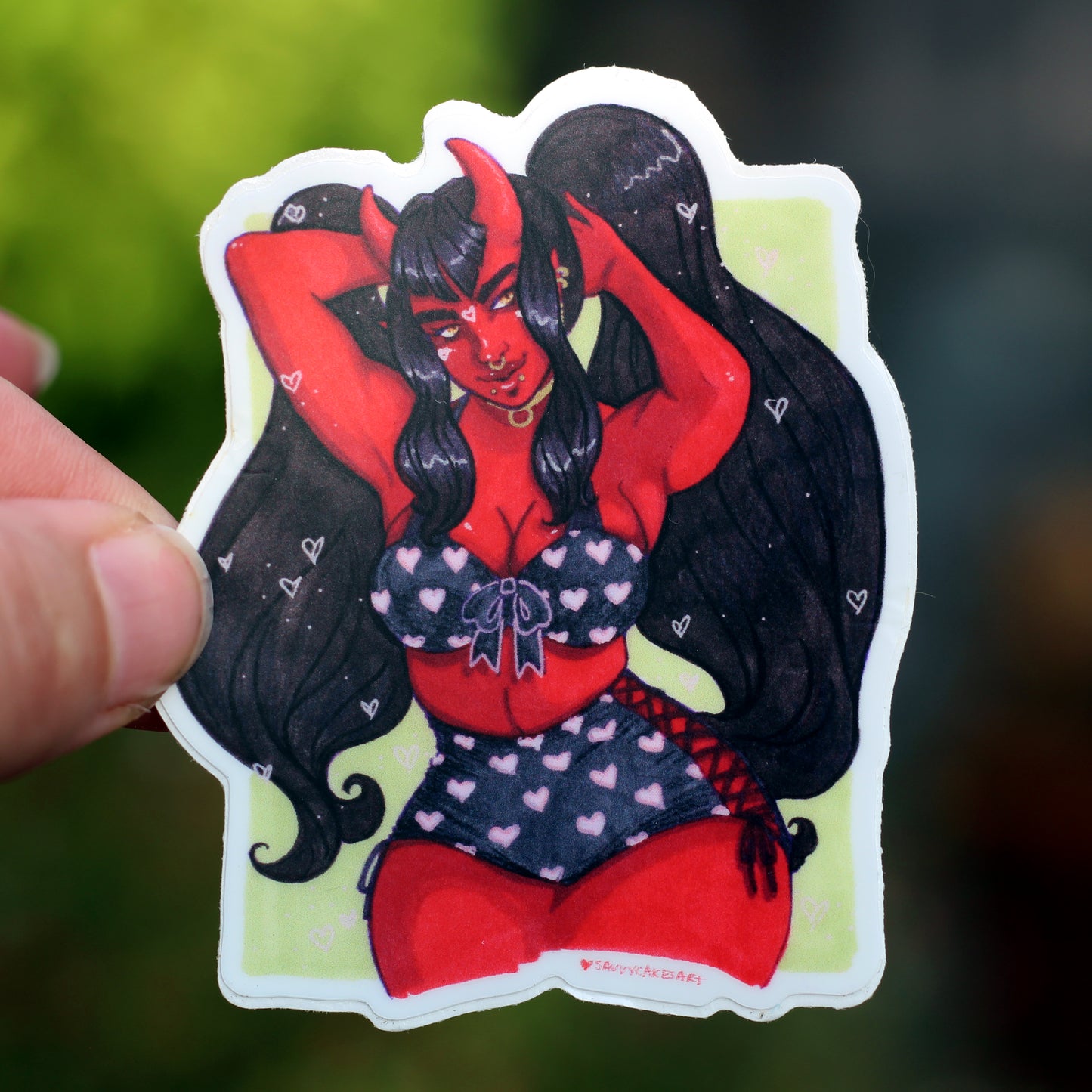 devil babe pinup vinyl sticker