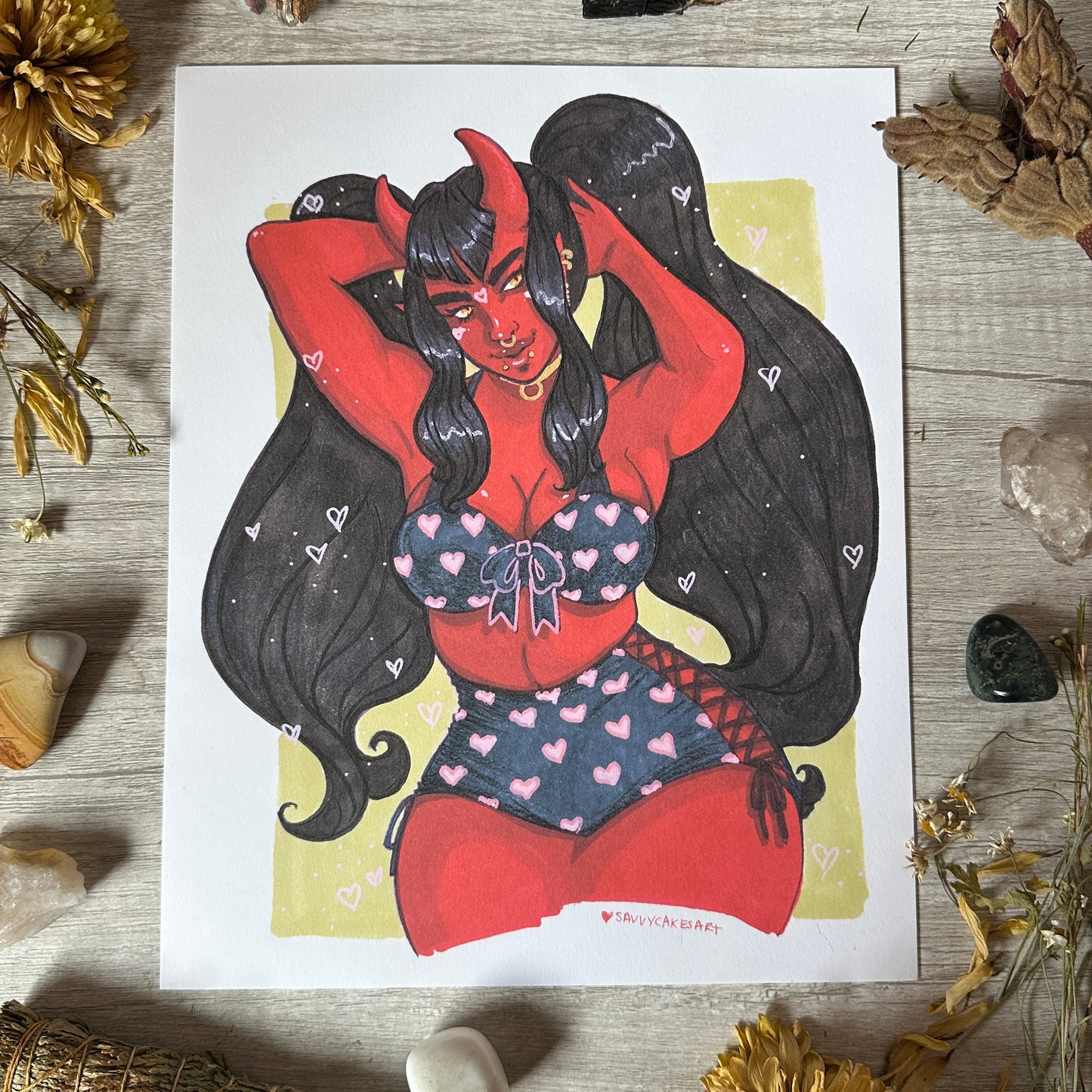 Devil Babe Pin-Up Art Print - 8x10" and 5x7"