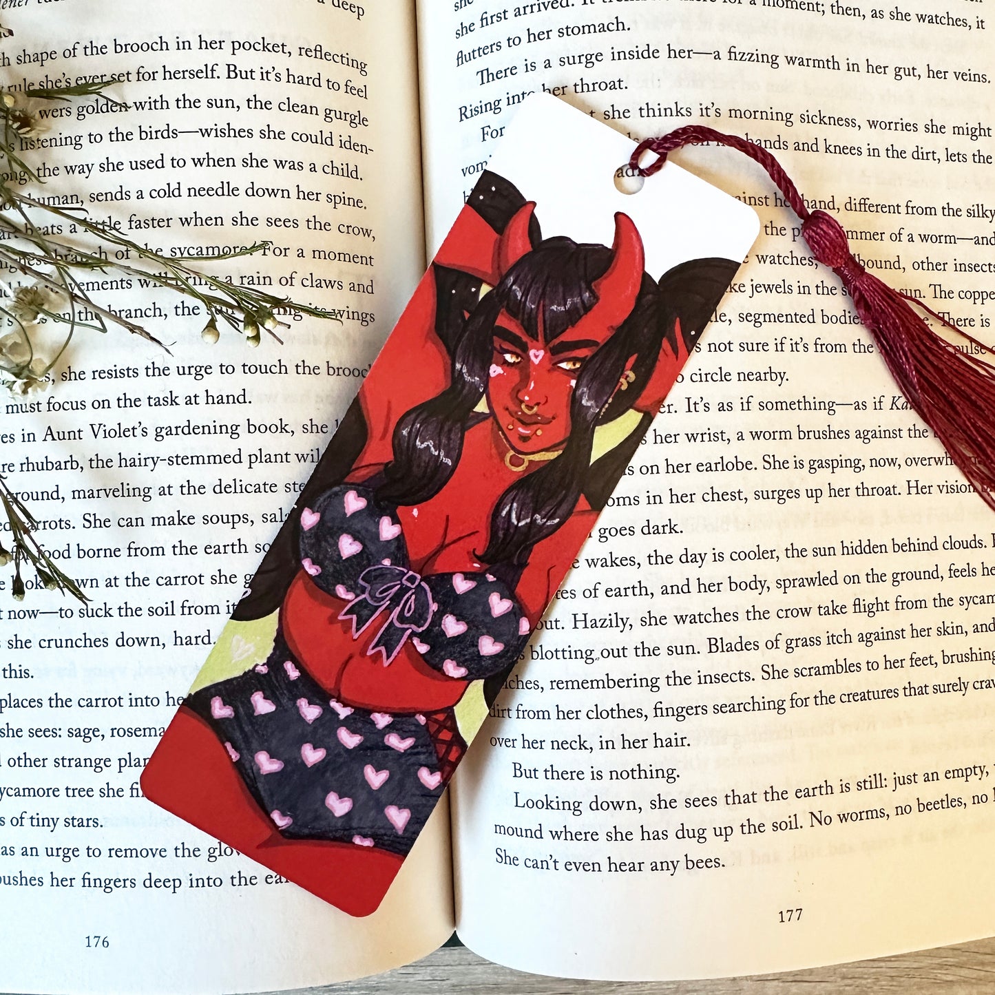 devil babe pin-up bookmark