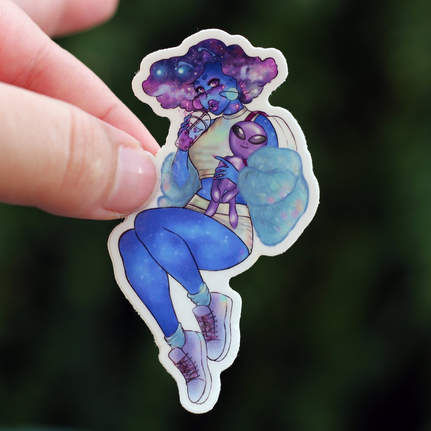 90s fair alien pinup vinyl sticker