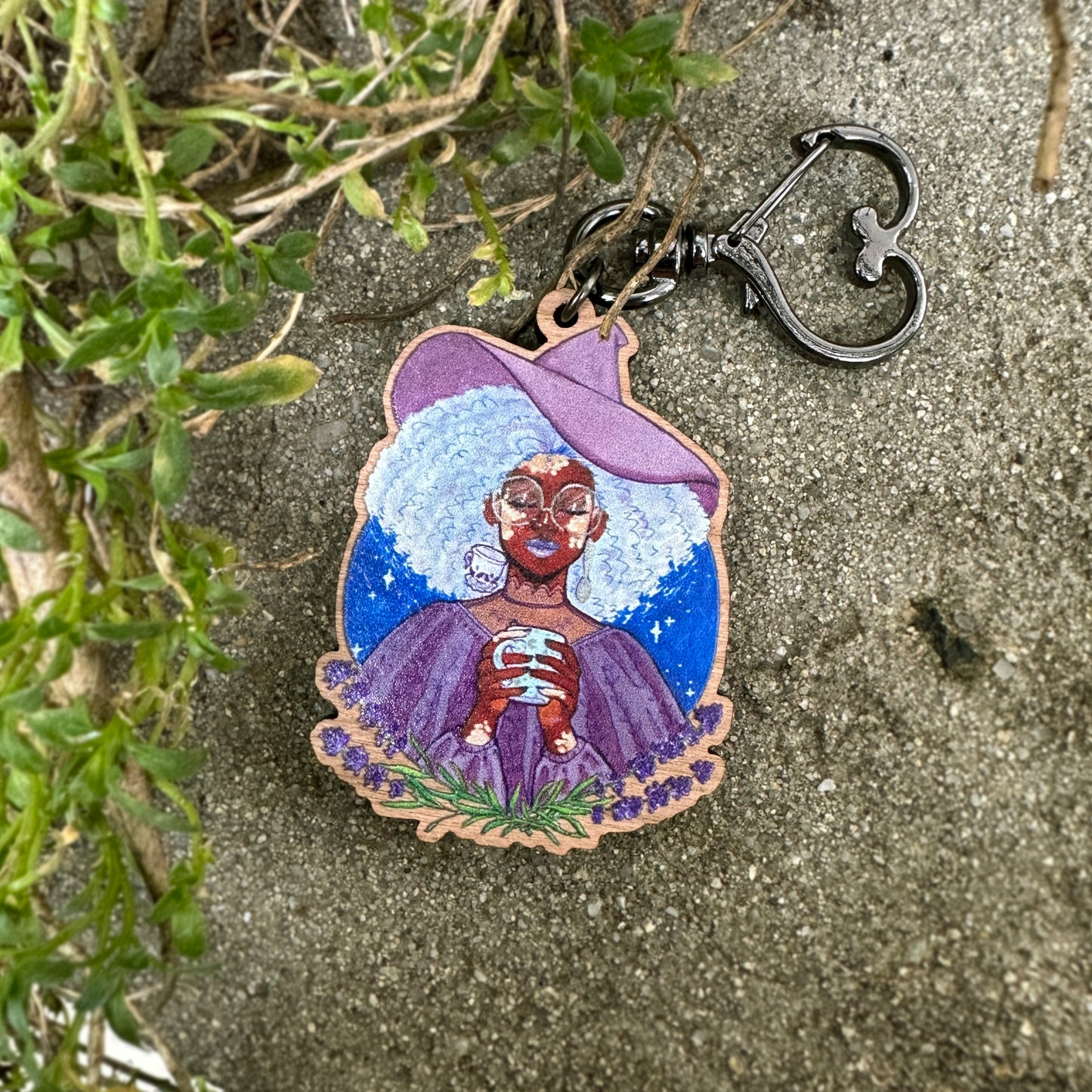 lavender tea bakery witch keychain