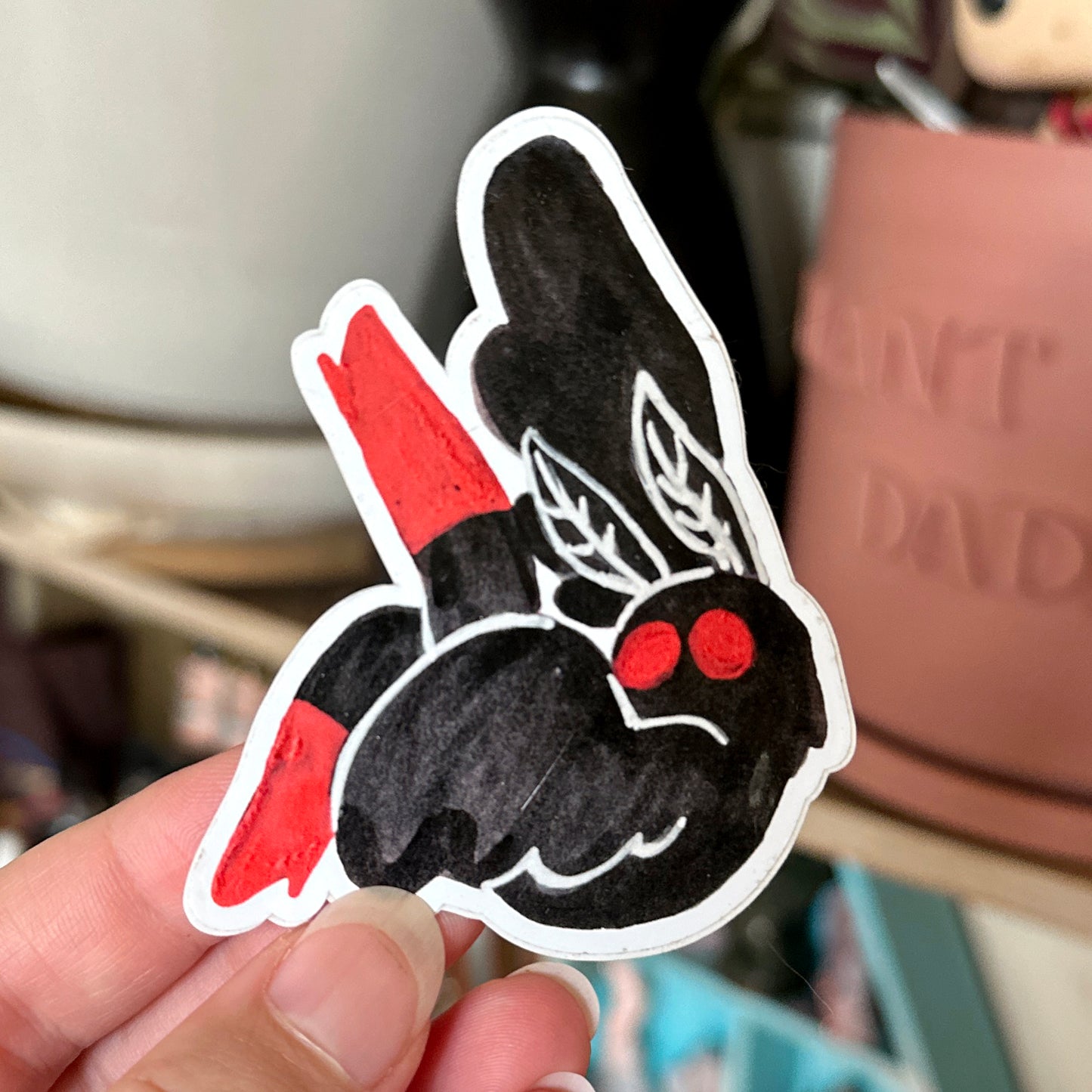 sexy Mothman cat pinup vinyl sticker