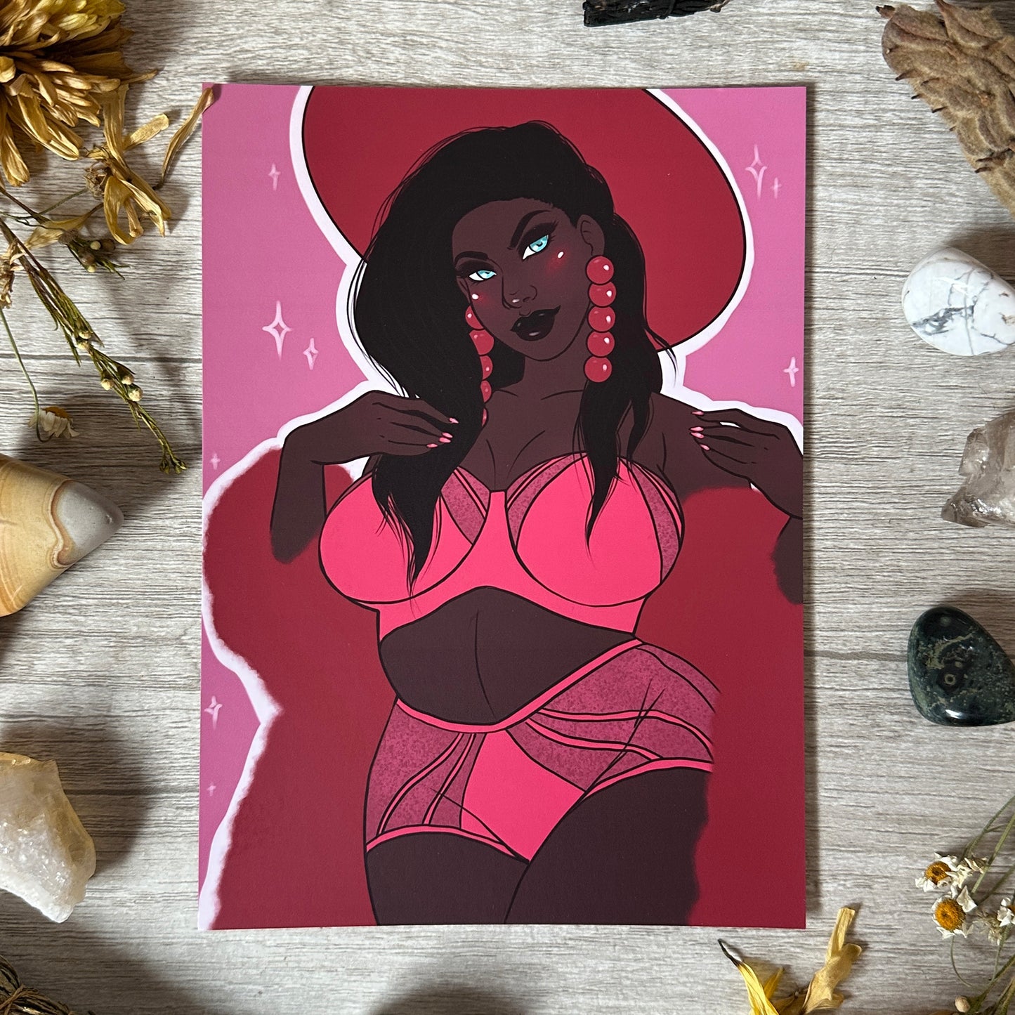 Raspberry Pin-up Witch Art Print - 8x10" and 5x7"