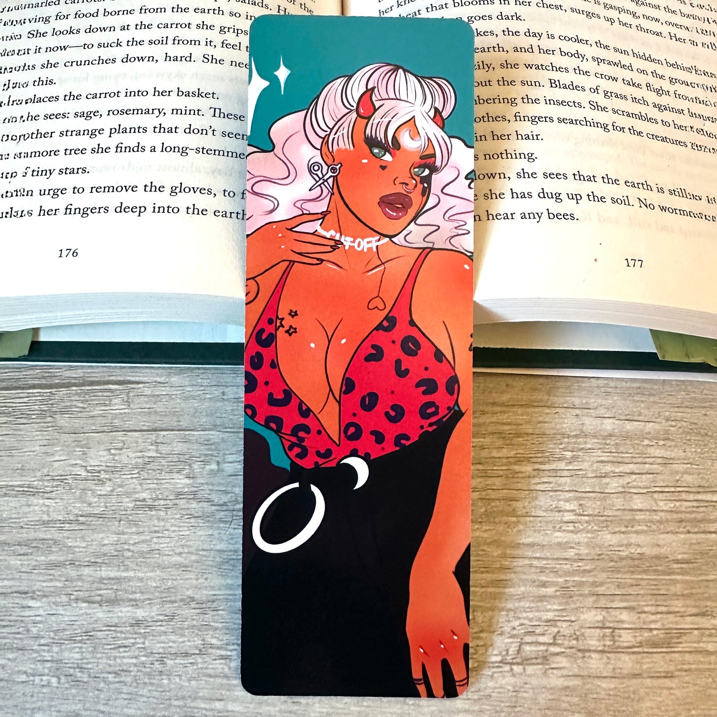 cut off devil girl pin-up bookmark