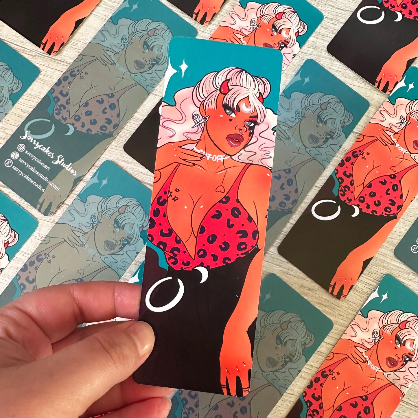 cut off devil girl pin-up bookmark