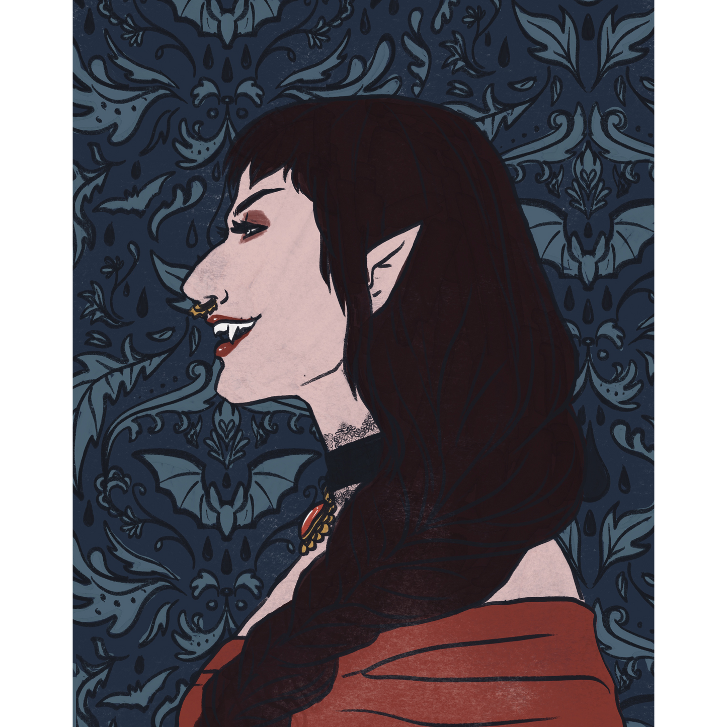 Vampire Bust Art Print - 8x10" and 5x7"