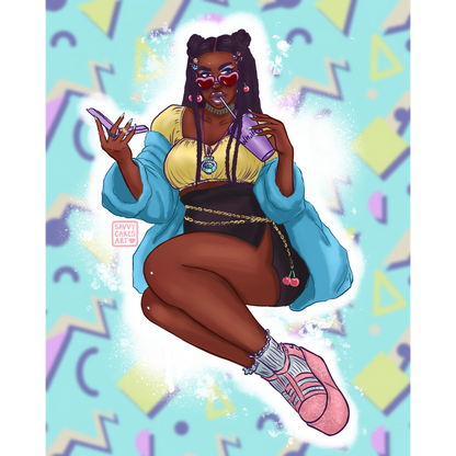 90s Pin-Up Art Print - 8x10" and 5x7"