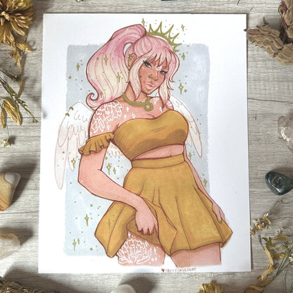 Angel Babe Pin-Up Art Print - 8x10" and 5x7"
