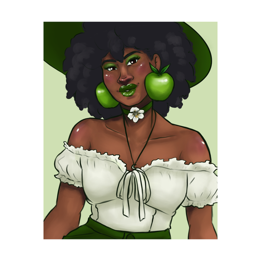 🍏 Green Apple Witch Art Print - 8x10" and 5x7"