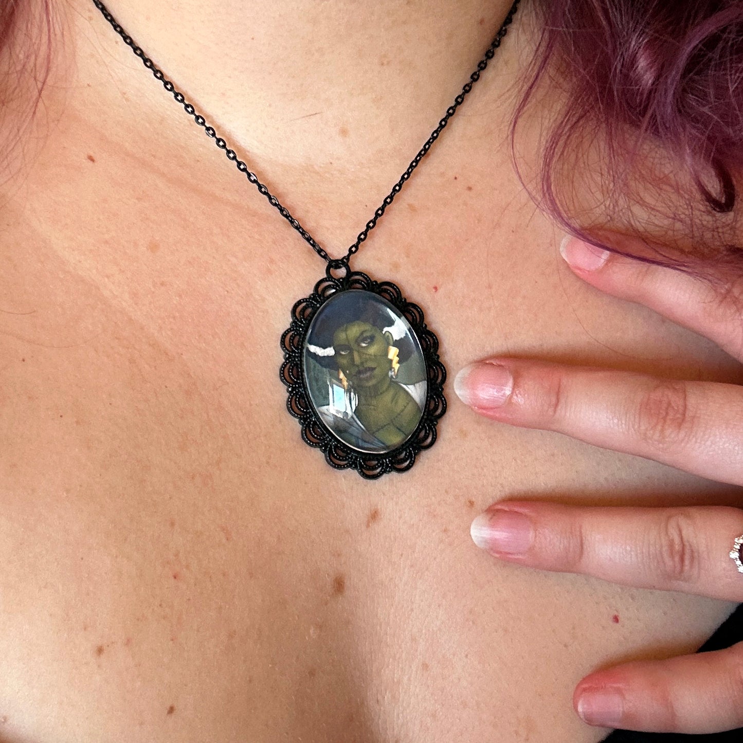 Bride of Frankenstein Pendant Necklace – Spooky Cute Pinup Jewelry