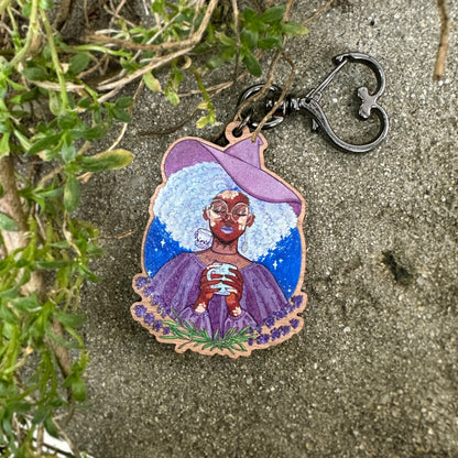 lavender tea bakery witch keychain