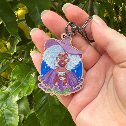 lavender tea bakery witch keychain