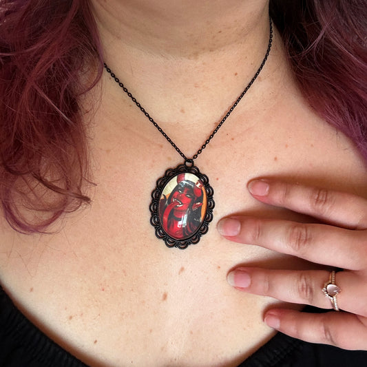 Sexy Oni Pendant Necklace – Demon Babe Pinup Jewelry