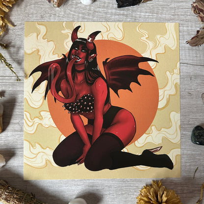 Oni Babe Pin-Up Art Print - 8"x8"