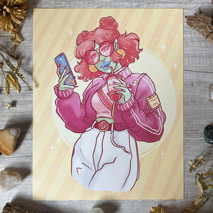 Pink Alien Art Print - 8x10" and 5x7"