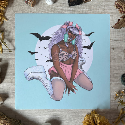 Vampire Pin-Up Art Print - 8"x8"